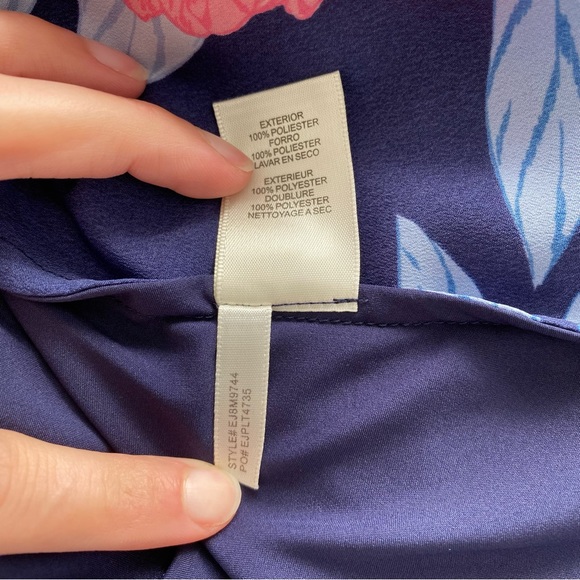 Eliza J Spring Winter Chic Floral Print Faux Wrap Tie Waist Midi Dress Navy - Picture 9 of 10